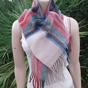 EUC EL-TEX S.A. PREMIER Multicolored  Wool Plaid Scarf - Made in Bangladesh